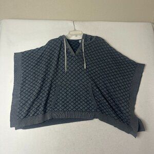 Carbon 2 Cobalt Portico Poncho Sweater sz S/M Hoodie Blue 3D Knit Boxy Lagenlook